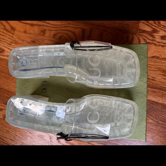 NIB Gucci Transparent Clear Jelly Platform Slide Sandals Sz 38 - Picture 1 of 6